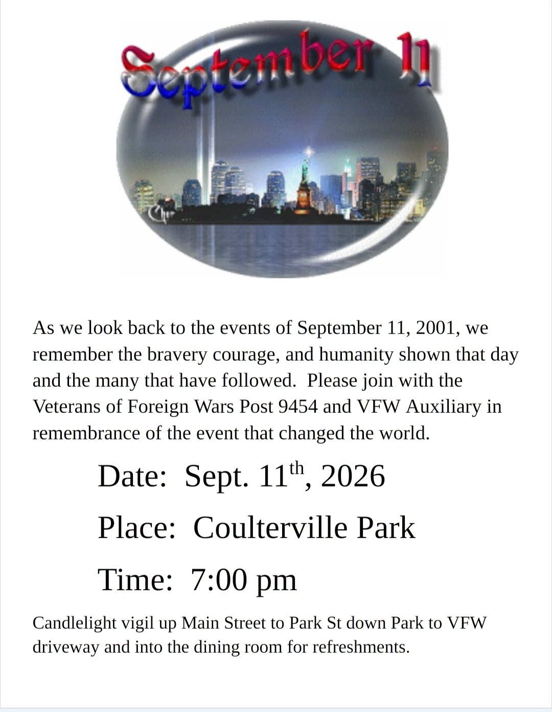 Coulterville VFW Marks 25th Anniversary of Attacks on 9-11-2001